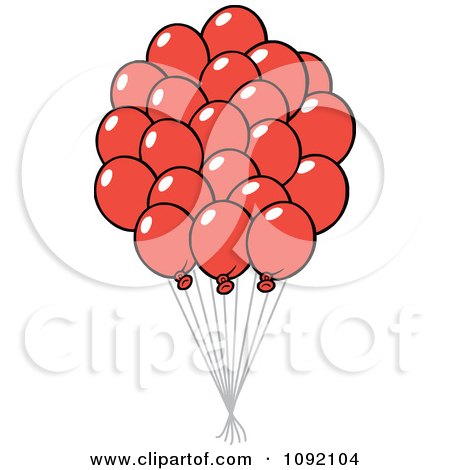 Clipart Bunch Of Red Party Balloons - Royalty Free Vector Illustration by Johnny Sajem