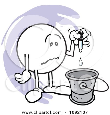 Clipart Sad Moodie Character Putting A Drop In The Bucket - Royalty Free Vector Illustration by Johnny Sajem