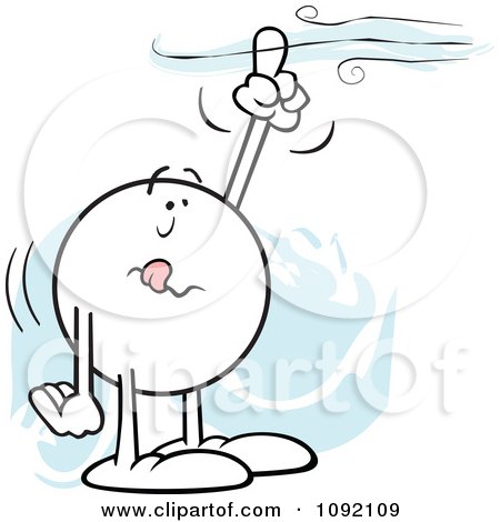 Clipart Moodie Character Holding A Finger To The Wind - Royalty Free Vector Illustration by Johnny Sajem