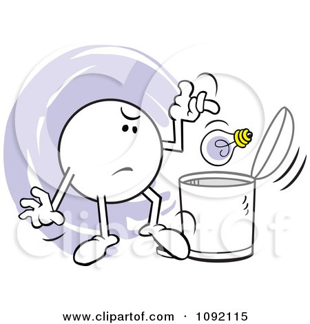 Clipart Moodie Character Tossing An Idea In The Trash Can - Royalty Free Vector Illustration by Johnny Sajem