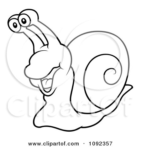 Clipart Outlined Happy Snail - Royalty Free Vector Illustration by dero