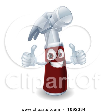 Clipart 3d Hammer Mascot Holding Two Thumbs Up - Royalty Free Vector Illustration by AtStockIllustration
