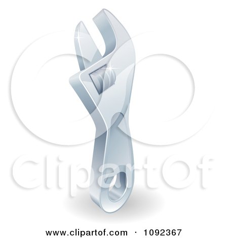 Clipart 3d Sparkling Adjustable Spanner Wrench - Royalty Free Vector Illustration by AtStockIllustration