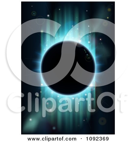 Clipart Blue And Green Light Of An Eclipse With A Darkened Earth - Royalty Free Vector Illustration by AtStockIllustration