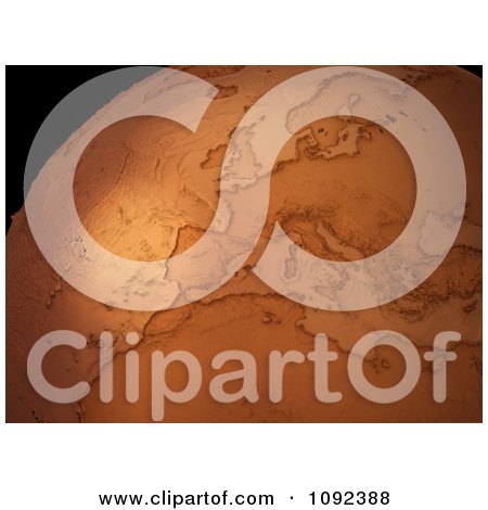 Clipart 3d Copper Globe With Land And Oceans - Royalty Free CGI Illustration by Mopic
