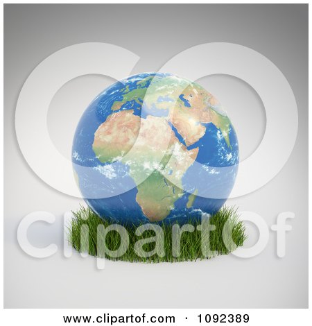 Clipart 3d African Globe Resting In Grass - Royalty Free CGI Illustration by Mopic