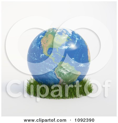 Clipart 3d American Globe Resting In Grass - Royalty Free CGI Illustration by Mopic
