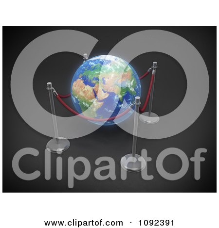 Clipart 3d Earth Protected By Rope Stanchions - Royalty Free CGI Illustration by Mopic