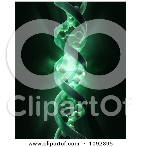 Clipart 3d Green Shining Dna Strand - Royalty Free CGI Illustration by Mopic