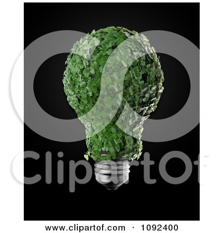 Clipart 3d Light Bulb Made Of Green Leaves - Royalty Free CGI Illustration by Mopic