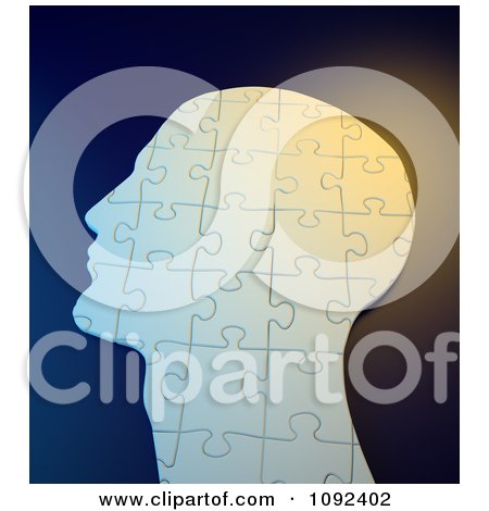 Clipart 3d Complete Human Puzzle Piece Profiled Head - Royalty Free CGI Illustration by Mopic