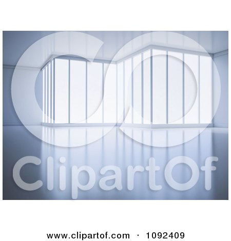 Clipart 3d Large Window Wall In An Open Room - Royalty Free CGI Illustration by Mopic