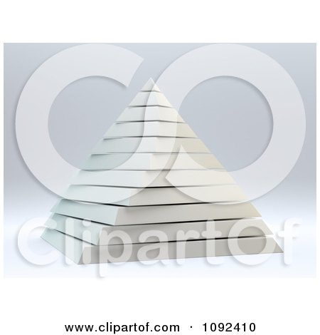 Clipart 3d White Layered Pyramid - Royalty Free CGI Illustration by Mopic