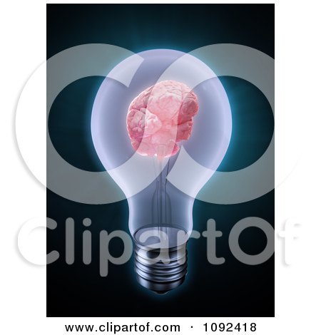 Clipart 3d Brain In A Light Bulb - Royalty Free CGI Illustration by Mopic