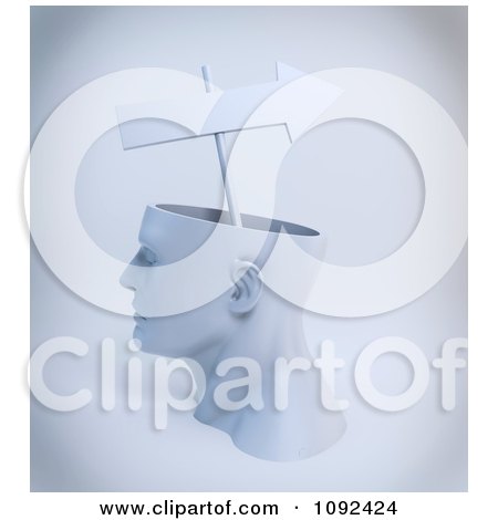 Clipart 3d Arrow Sign Emerging From A Human Head - Royalty Free CGI Illustration by Mopic