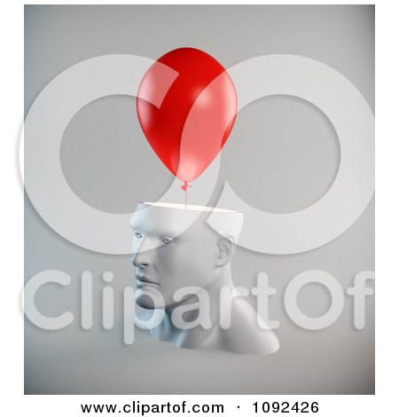 Clipart 3d Red Balloon Over A Head - Royalty Free CGI Illustration by Mopic