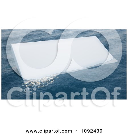 Clipart 3d Blank White Floating Sign In Water - Royalty Free CGI Illustration by Mopic