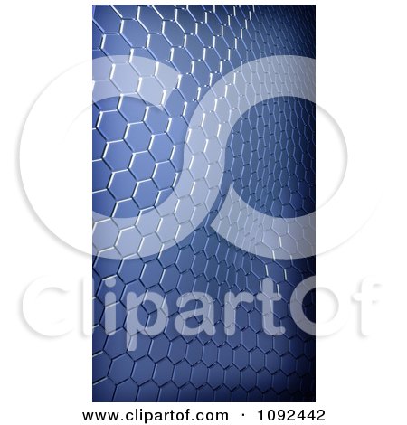 Clipart 3d Blue Metallic Waving Hexagon Background - Royalty Free CGI Illustration by Mopic