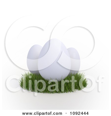 Clipart 3d White Eggs In Grass - Royalty Free CGI Illustration by Mopic