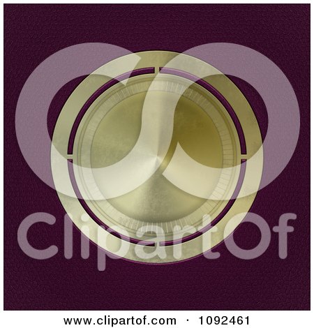 Clipart 3d Gold Metal Brass Badge On Dark Leather - Royalty Free Illustration by elaineitalia