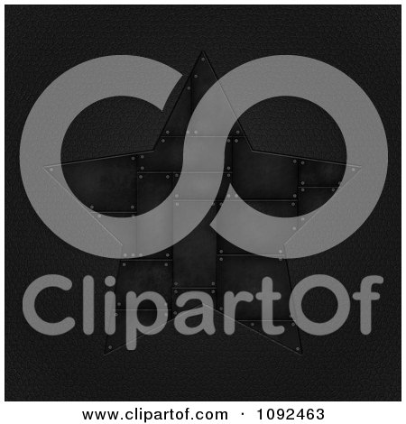 Clipart 3d Black Metal Tiled Star On Leather - Royalty Free Illustration by elaineitalia