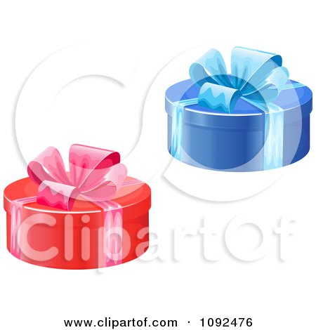 Clipart Blue And Red Round Gift Boxes With Bows - Royalty Free Vector Illustration by Vector Tradition SM