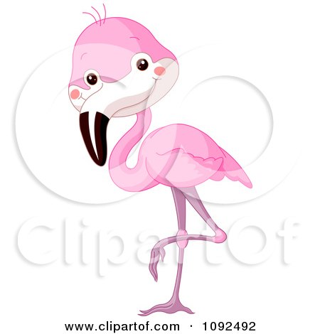 Clipart Cute Baby Zoo Flamingo - Royalty Free Vector Illustration by Pushkin