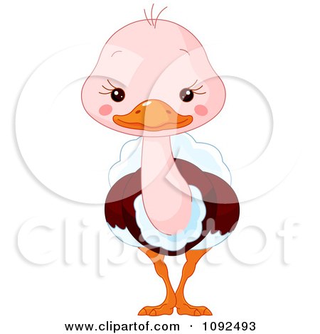 Clipart Of A Cartoon Cute African Safari Ostrich Bird Royalty Free