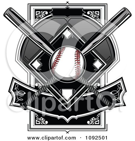Clipart Baseball With A Diamond Bats And Banner - Royalty Free Vector Illustration by Chromaco