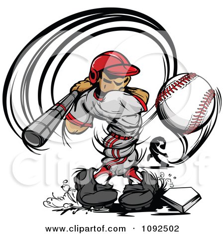 Clipart Strong Male Baseball Player Swinging And Hitting The Ball - Royalty Free Vector Illustration by Chromaco