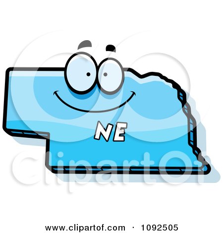 Clipart Happy Blue Nebraska State Character - Royalty Free Vector Illustration by Cory Thoman