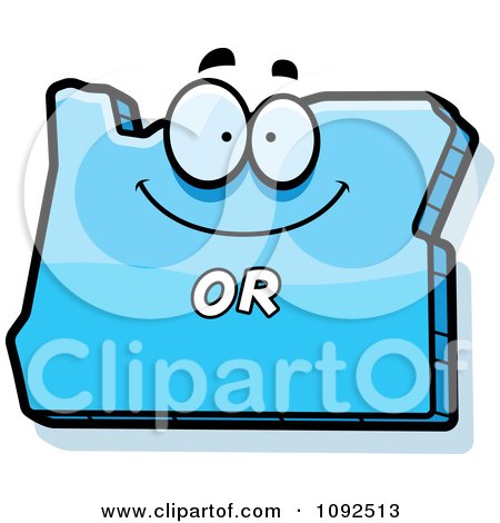 Clipart Happy Blue Oregon State Character - Royalty Free Vector Illustration by Cory Thoman