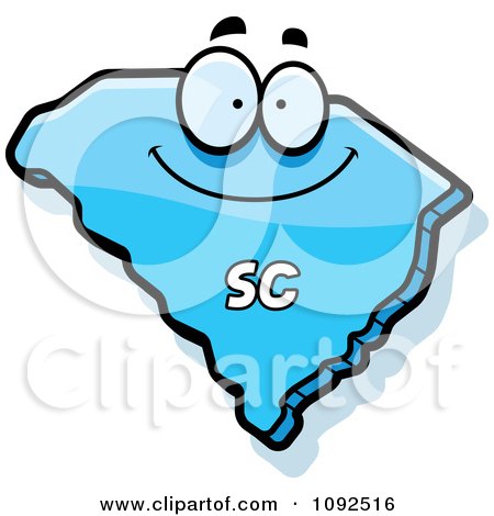 Clipart Happy Blue South Carolina State Character - Royalty Free Vector Illustration by Cory Thoman