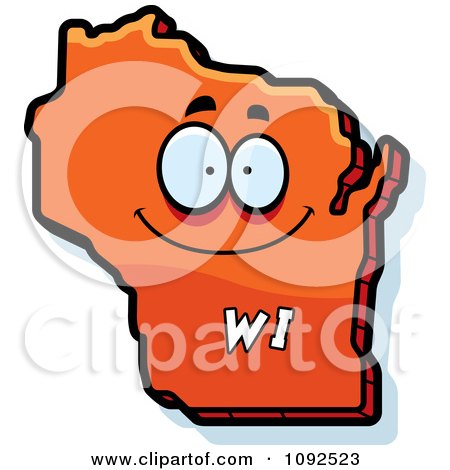 Clipart Happy Orange Wisconsin State Character - Royalty Free Vector Illustration by Cory Thoman
