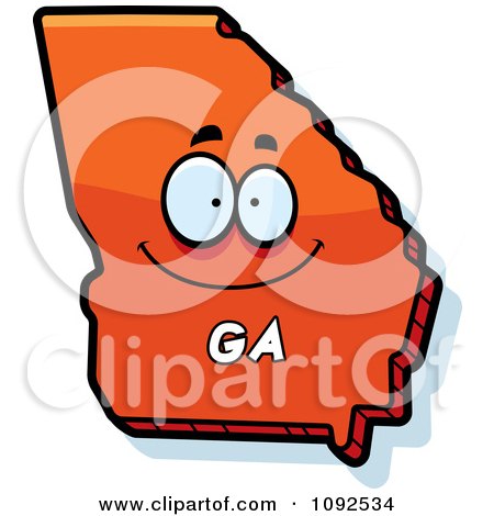 Clipart Happy Orange Georgia State Character - Royalty Free Vector Illustration by Cory Thoman