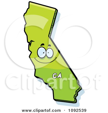 Clipart Happy Green California State Character - Royalty Free Vector Illustration by Cory Thoman
