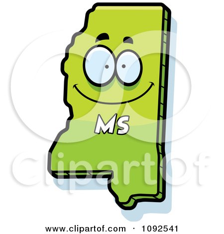 Clipart Happy Green Mississippi State Character - Royalty Free Vector Illustration by Cory Thoman