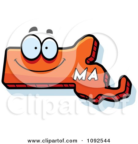 Clipart Happy Orange Massachusetts State Character - Royalty Free Vector Illustration by Cory Thoman