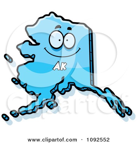 Clipart Happy Blue Alaska State Character - Royalty Free Vector Illustration by Cory Thoman