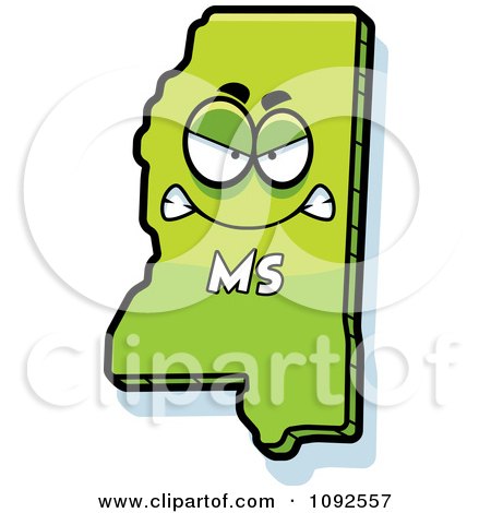 Clipart Mad Green Mississippi State Character - Royalty Free Vector Illustration by Cory Thoman
