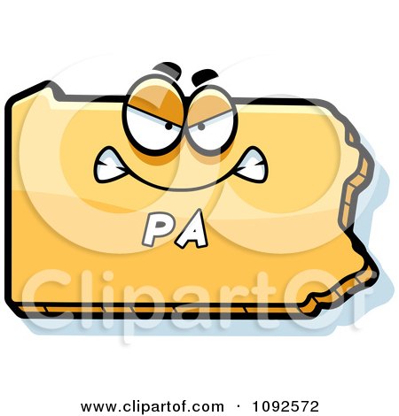 Clipart Mad Yellow Pennsylvania State Character - Royalty Free Vector Illustration by Cory Thoman