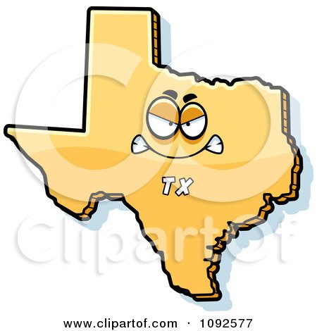 Clipart Mad Yellow Texas State Character - Royalty Free Vector Illustration by Cory Thoman