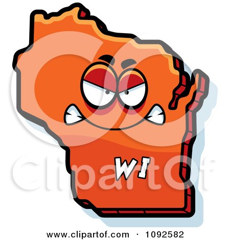 Clipart Mad Orange Wisconsin State Character - Royalty Free Vector Illustration by Cory Thoman