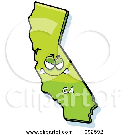 Clipart Mad Green California State Character - Royalty Free Vector Illustration by Cory Thoman