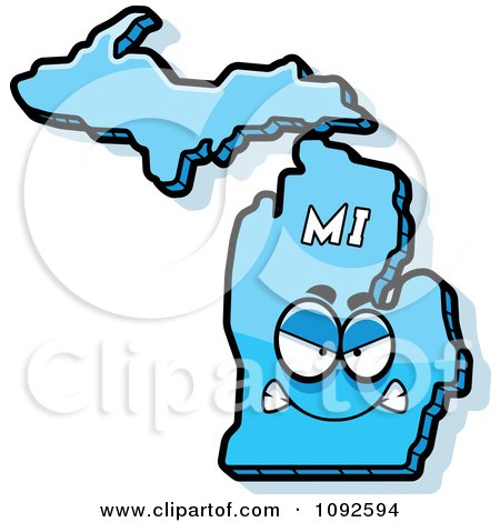 Clipart Mad Blue Michigan State Character - Royalty Free Vector Illustration by Cory Thoman