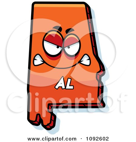 Clipart Mad Orange Alabama State Character - Royalty Free Vector Illustration by Cory Thoman