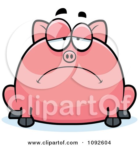 Clipart Chubby Depressed Pig - Royalty Free Vector Illustration by Cory Thoman