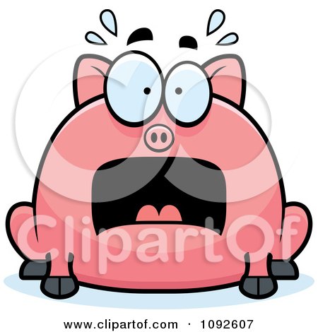 Clipart Chubby Scared Pig - Royalty Free Vector Illustration by Cory Thoman