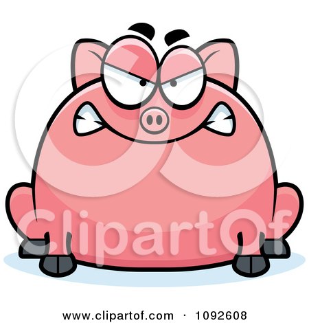 Clipart Chubby Mad Pig - Royalty Free Vector Illustration by Cory Thoman