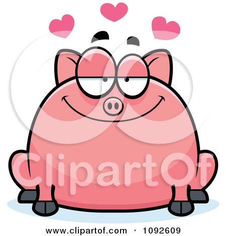 Clipart Chubby Pig In Love - Royalty Free Vector Illustration by Cory Thoman